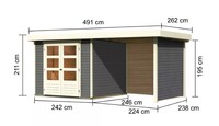 Dřevěný domek KARIBU ASKOLA 3,5 + přístavek 240 cm včetně zadní a boční stěny (9146) terragrau LG3247