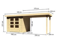 Dřevěný domek KARIBU ASKOLA 3 + přístavek 280 cm (77726) natur LG1768
