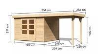 Dřevěný domek KARIBU ASKOLA 5 + přístavek 240 cm (73248) natur LG3194