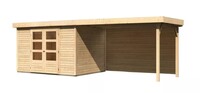 Dřevěný domek KARIBU ASKOLA 5 + přístavek 280 cm včetně zadní stěny (9160) natur LG3280