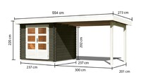 Dřevěný domek KARIBU BASTRUP 2 + přístavek 300 cm (38759) terragrau LG2848