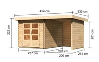 Dřevěný domek KARIBU BASTRUP 4 + přístavek 200 cm včetně zadní a boční stěny (77937) natur LG3014