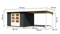 Dřevěný domek KARIBU BASTRUP 5 + přístavek 300 cm (33027) antracit LG2913