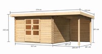 Dřevěný domek KARIBU BASTRUP 7 + přístavek 200 cm včetně zadní stěny (9313) natur LG3022