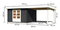 Dřevěný domek KARIBU BASTRUP 7 + přístavek 300 cm (33029) antracit LG2936