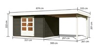 Dřevěný domek KARIBU BASTRUP 7 + přístavek 300 cm (38765) terragrau LG2937
