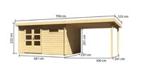 Dřevěný domek KARIBU BASTRUP 8 + přístavek 300cm (79315) natur LG2940
