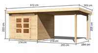 Dřevěný domek KARIBU KANDERN 6 + přístavek 320 cm (82999) natur LG3614