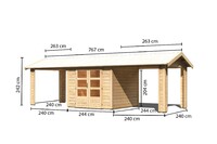 Dřevěný domek KARIBU THERES 3 vč. dvou přístavku (31456) natur LG3150